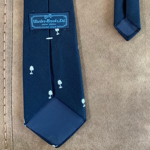 Navy Tie w/Trees! - Picture 4 of 4